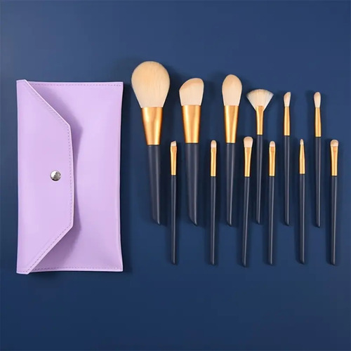 Conjunto De Pincéis De Maquiagem Com 12 Peças Com Estojo