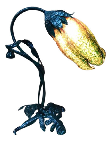 Lámpara Art Nouveau De Mesa Flor De Cactus Tipo Gallé. Aanba