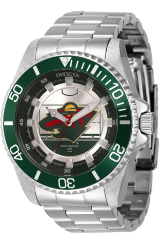 Reloj Invicta Nhl Minnesota Wild Quartz Para Hombre Con Esfe