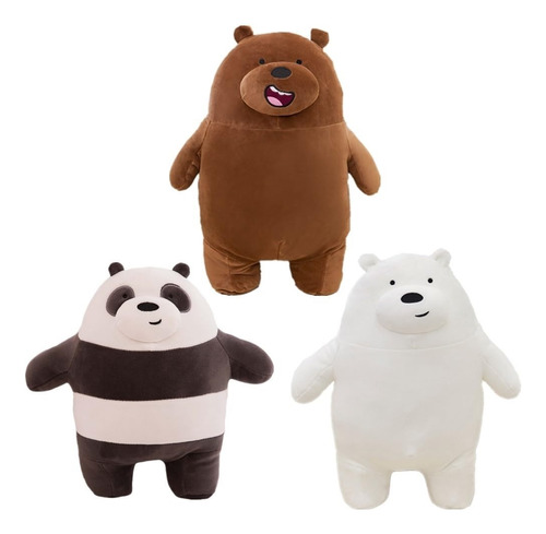 X 3 Pcs Nuestros Osos Desnudos, 25cm Pardo, Grizzly Y Panda