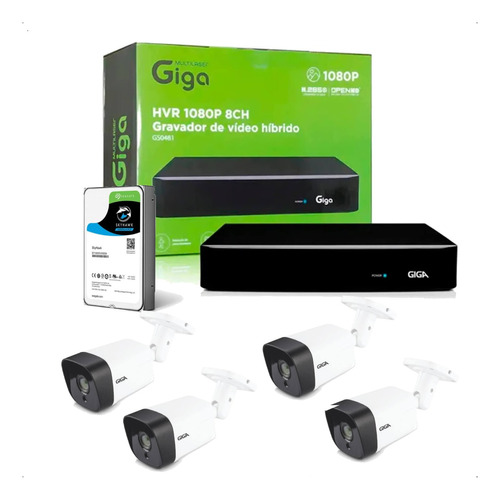 Kit Gravador Dvr Hvr Giga Serie + 4 Cameras E Hd 1tb