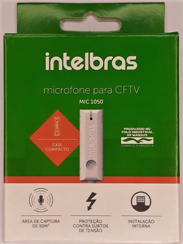 Microfone Cftv Case Plástico Para Captar O Áudio Do Ambiente