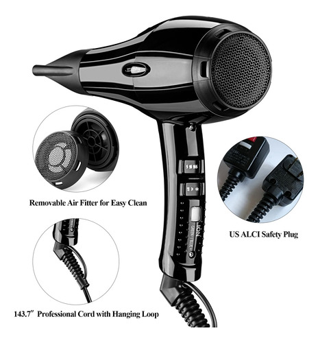Secador De Cabelo Yes Styling Professional Salon Com Acessór