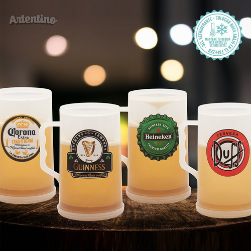 Imagen 6 de 10 de Vaso Chopp Con Gel Refrigerante Frio Cerveza Fernet 1 Litro