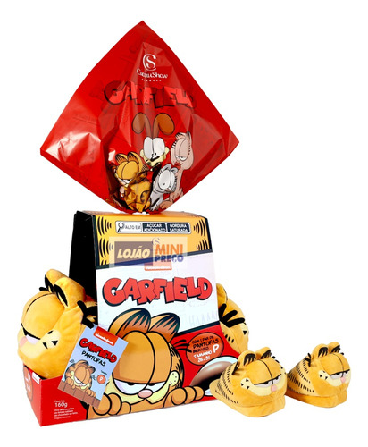 Cacau Show ovo de páscoa pantufa Garfield 160g GG