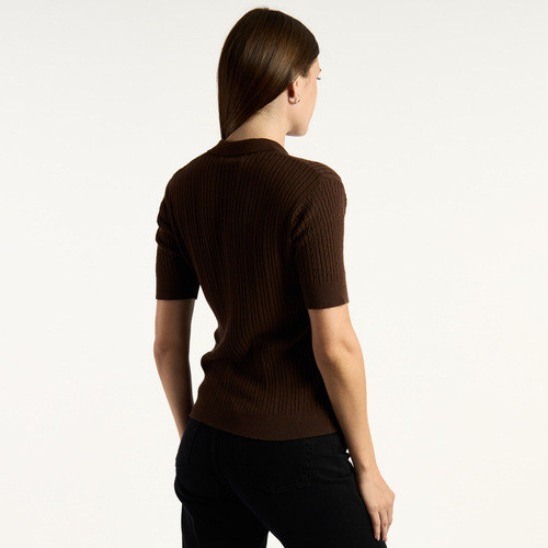 Chomba Mujer Kevingston Caly Manga Corta Slim Fit Ocre