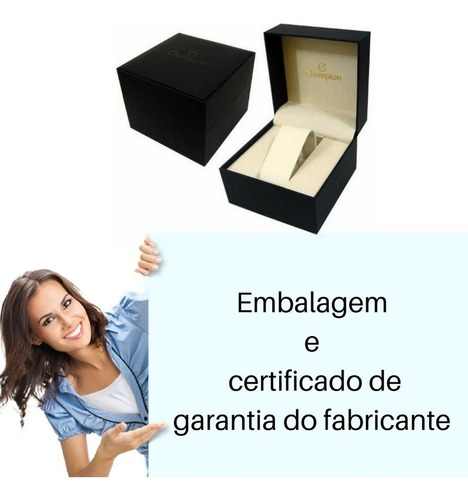 Relogio Champion Dourado Pulseira Couro Original