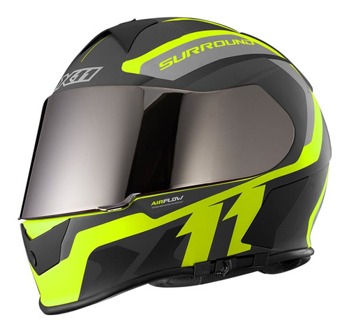 Capacete X11 Revo Pro Surround Viseira Interna Neon Taman 58