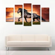 Comprar Cuadros Decorativos Caballo Negro 150x80 Modernos Para Salas
