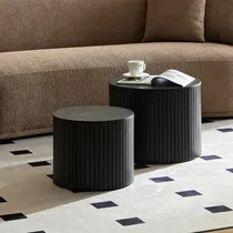 Comprar Juego De 2 Mesas Auxiliares Modernas De Madera Redondas