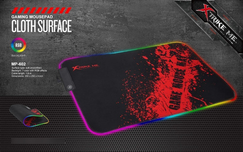 Imagen 7 de 7 de Mouse Pad Gamer Xtrike-me Mp-602 35x25 Rgb 7 Colores Usb