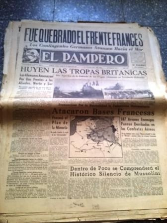 Diario El Pampero  20 Mayo 1940 Nacionalista Paginas 1 A 4