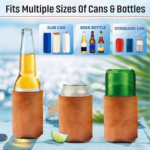 Capa De Garrafa De Cerveja Em Lata Para Bebidas Em Couro, La