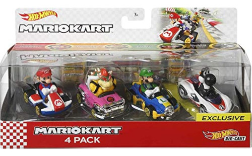 Hot Wheels Mario Kart - Paquete De 4 Personajes Y