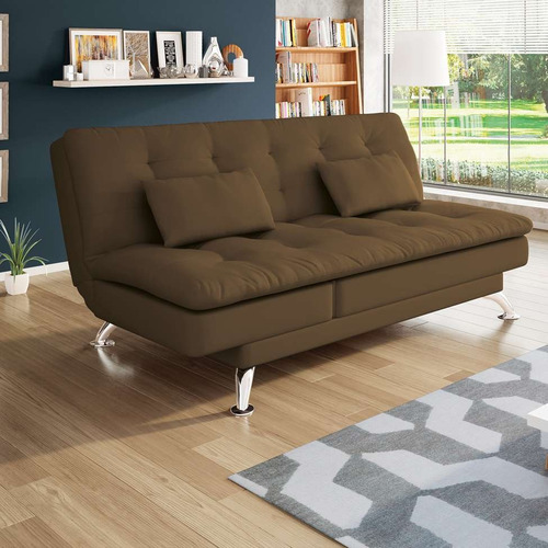 Sofá-cama Casal 3 Lugares Amanda Marrom