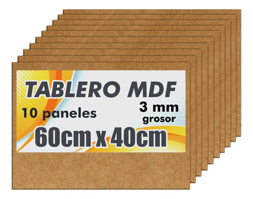 10 Paneles Lamina Mdf 60cm X 40cm Grosor 3mm