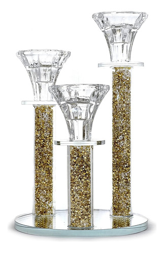 Candelabros De Cristal Para 3 Pilares De 23 Cm