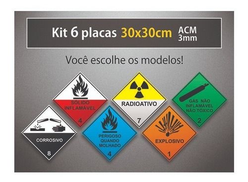 Placa Rótulo De Risco - 30x30cm - Acm 3mm - Kit 6 Unid