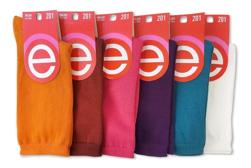 Imagen 4 de 6 de Pack X 6 Pares Medias De Mujer Lisas Elemento Art 201