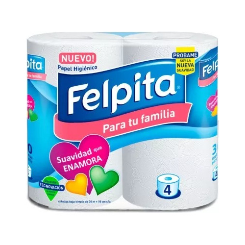 Papel Higiénico Felpita Sh 30 Mt - 12 Pack X 4 Rollos