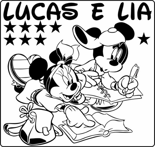 Adesivo Parede Quarto Infantil Disney Mickey Minie Estudando