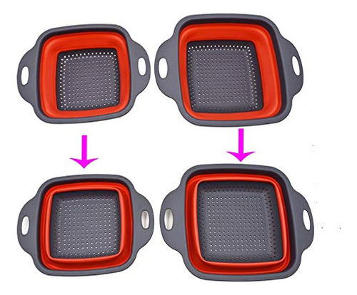 Juego De Coladores Hdhyk Square, Plegables, 2 Coladores, Roj