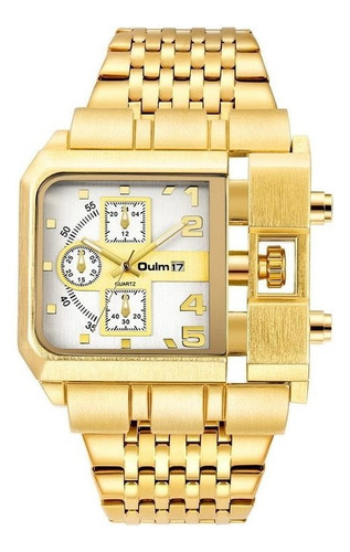 Reloj De Cuarzo Oulm Hp3364b Gold Gran Dial Casual