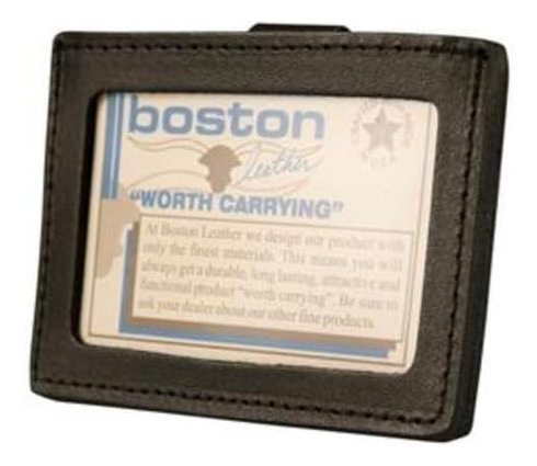 Boston Leather Soporte De Identificación Horizontal Con Clip