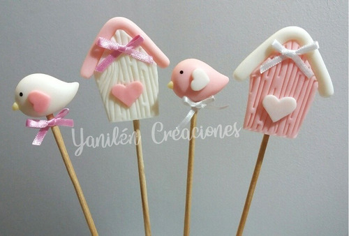 Imagen 8 de 8 de Pajarito En Porcelana Fría Adorno Para Torta.