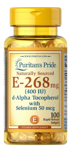 Puritan´s Pride Vitamina E-268 Mg (400 Iu) Con 100 Softgels Sabor Sin Sabor