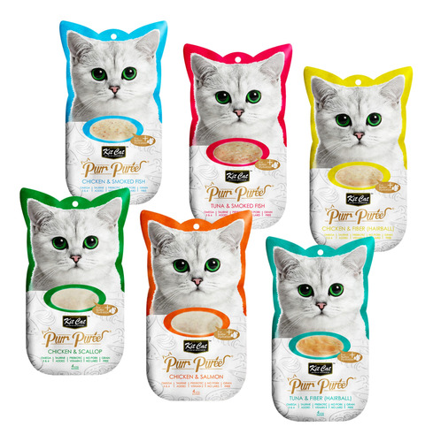 Kit Cat Purr Purée - Pack 6 Variedades  - Snack Premio Gatos