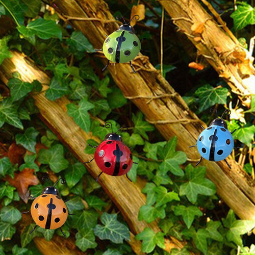 4x Garden Ladybug Ornamentos De Pared Decoración De La