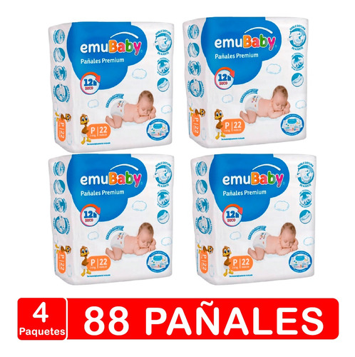 Pañales Emubaby Premium - X4 - Tallas P, M, G, Xg, Xxg