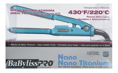 Alaciadora Cabello Mini Babyliss Nano Titanium Dual Voltaje 