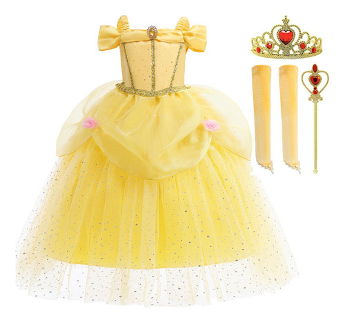 Vestidos De Princesa Bella Para Niñas Disfraz De Beauty Y Beast Fiesta Cumpleaños Carnival Navidad Y Halloween