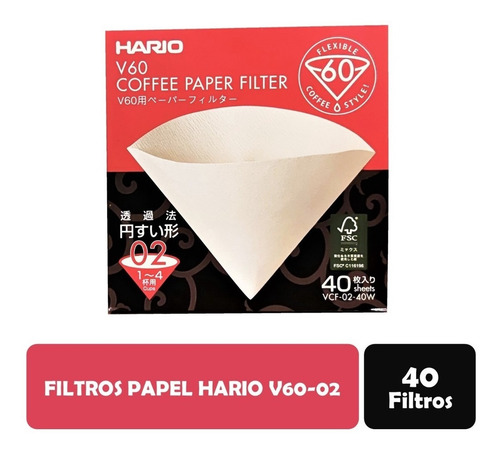 4 X 40 Filtros Papel Para Pour Over Hario V60-02 4 X 40 Filtros Papel Para Pour Over Hario V60-02