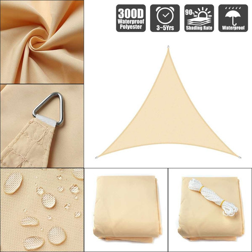 Imagen 8 de 8 de Pack 3 Toldo Vela Impermeable Toldo Plegable 5x5x5m Tringulo