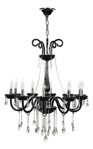 Candil Colgante Gamalux Palace Cristal Negro De 10 Luces