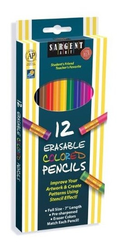 Sargent Art 22  7203 surtido Erasable Colored Pencils, 12 c