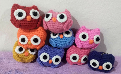 Buho De La Suerte Crochet - Amigurumi 6cm Llavero Varios