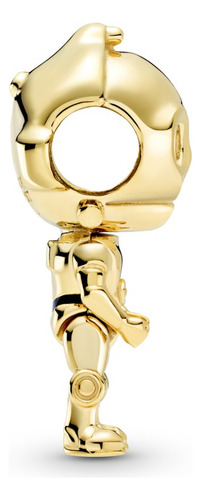Charm Star Wars C-3po Recubrimiento En Oro De 14k Color Negro