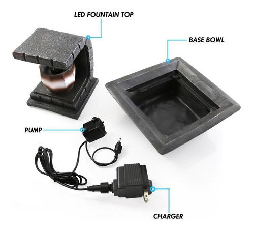 Cascada Fuente Con Luces Led | Mesa Decoración De Agua | Int