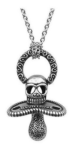 Collar De Chupete Con Calavera De Acero Inoxidable Plateado