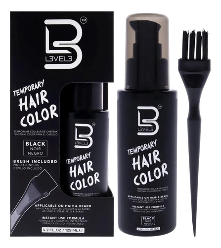 Kit Tinte Temporal Barba Cabello Tono Negro Hair Color Level