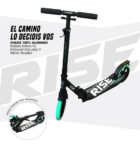 Imagen 2 de 6 de Monopatin Aluminio Stark Rise Reforzado Plegable Ruedas 200