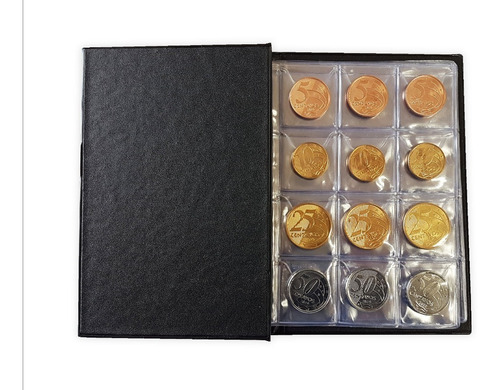 Imagem 7 de 10 de Pasta Moedas 120 Moedas C/ Aba Pequeno Álbum Moedas Pequenas