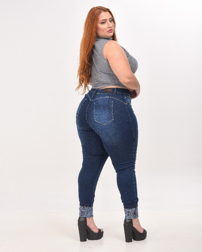 Imagem 6 de 8 de Calça Jeans Plus Size Roupa Feminina Tamanhos Grandes Strech