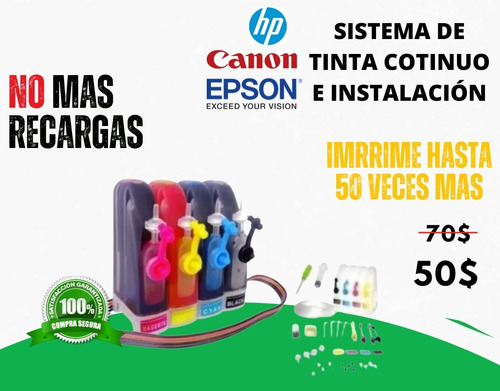 Imagen 1 de 1 de Sistema Continuo Tinta Hp, Canon Y Epson Instalado Domicilio
