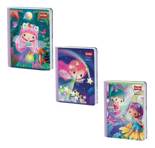 Cuaderno Cosido Cuadriculado Starglow Hadas 100 Hojas X3 Und