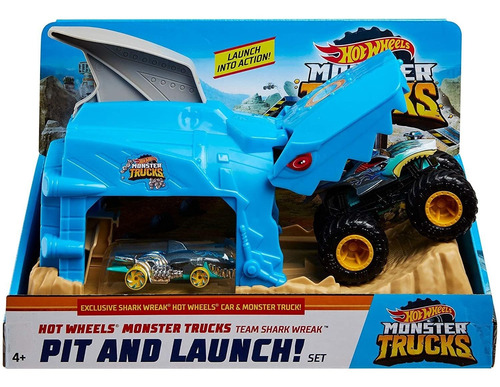 Hot Wheels Monster Truck Pit  Launch Play Sets Con Un Monst
